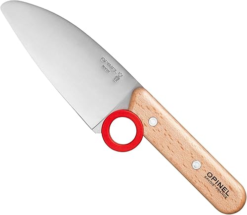 Miniatura 3 de Opinel Le Petit Chef Complete 3 Piece Kitchen Set, Chef Knife with Rounded Tip, Fingers Guard, Peeler, For Children and Teaching Food Prep and Rojo