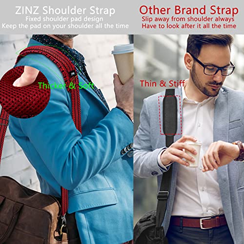 Image of Shoulder Strap 78 inch Universal Handbag Strap with Ultra-thick Fixed Padded and Dual Balanced Adjustable Buckles Shoulder Crossbody Strap for Briefcase Messenger Bag Laptop bag Luggage,Bk&Red Jacquard