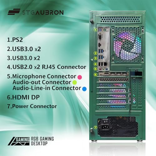 Image of STGAubron Gaming PC Desktop, GeForce RTX 3060 Ti 8G, AMD Ryzen 7 5700X up to 4.6G, 32G DDR4, 1T SSD, WiFi 6, BT 5.0, RGB Fan x 4, Windows 11 Home