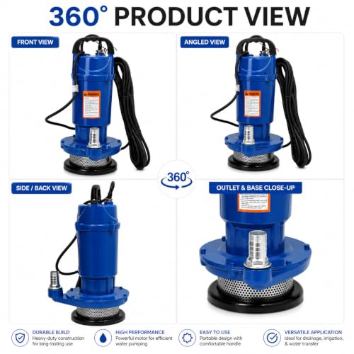 Image of CRI 1HP Vertical Openwell Submersible Pump I Copper Winding Motor I Open Well Water Pump I Irrigation Pump I Farm Water Supply I Tank Filling I 15 months warranty