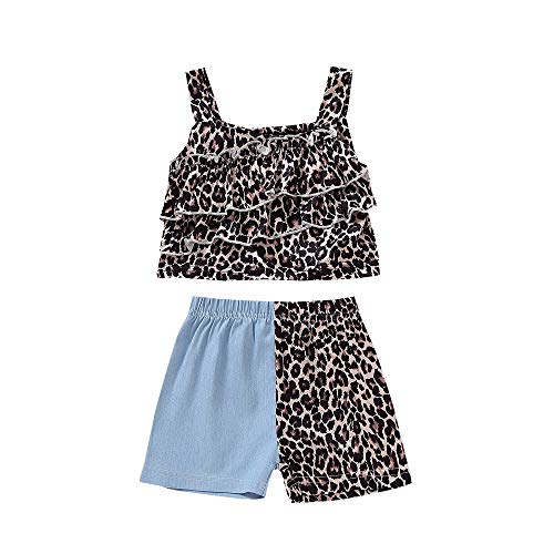 Newborn Baby Girls Clothes Off Shoulder Leopard Tops Shirt and Short Pants Summer Infant Toddler Outfit Set (2-3T)