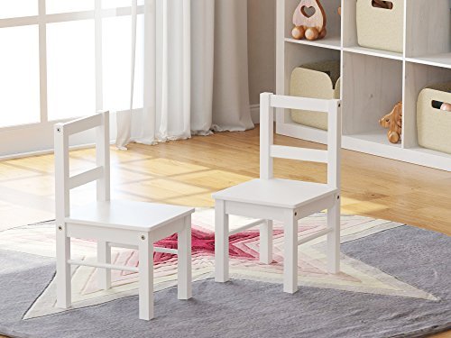UTEX Child's Wooden Chair Pair for Play or Activity, Set of 2, White