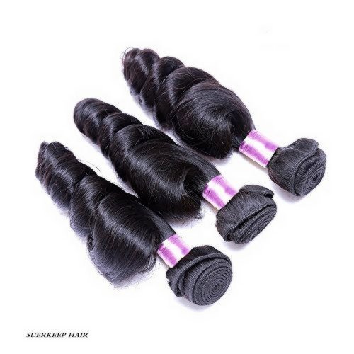 Suerkeep 8A Brazilian Virgin Loose Wave Human Hair Bundles Crochet Double Strong Weft Loose Wave Bundles Deals