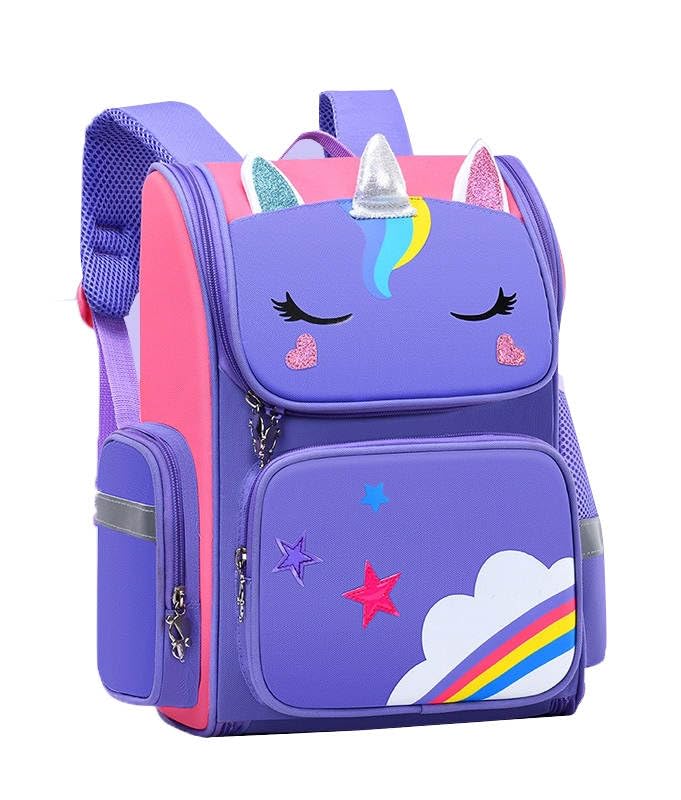 LA TIENDA DE ALBERTINA - Mochila Escolar Niña - Unicornio - Mochila Infantil Escuela MORADA (MORADO)