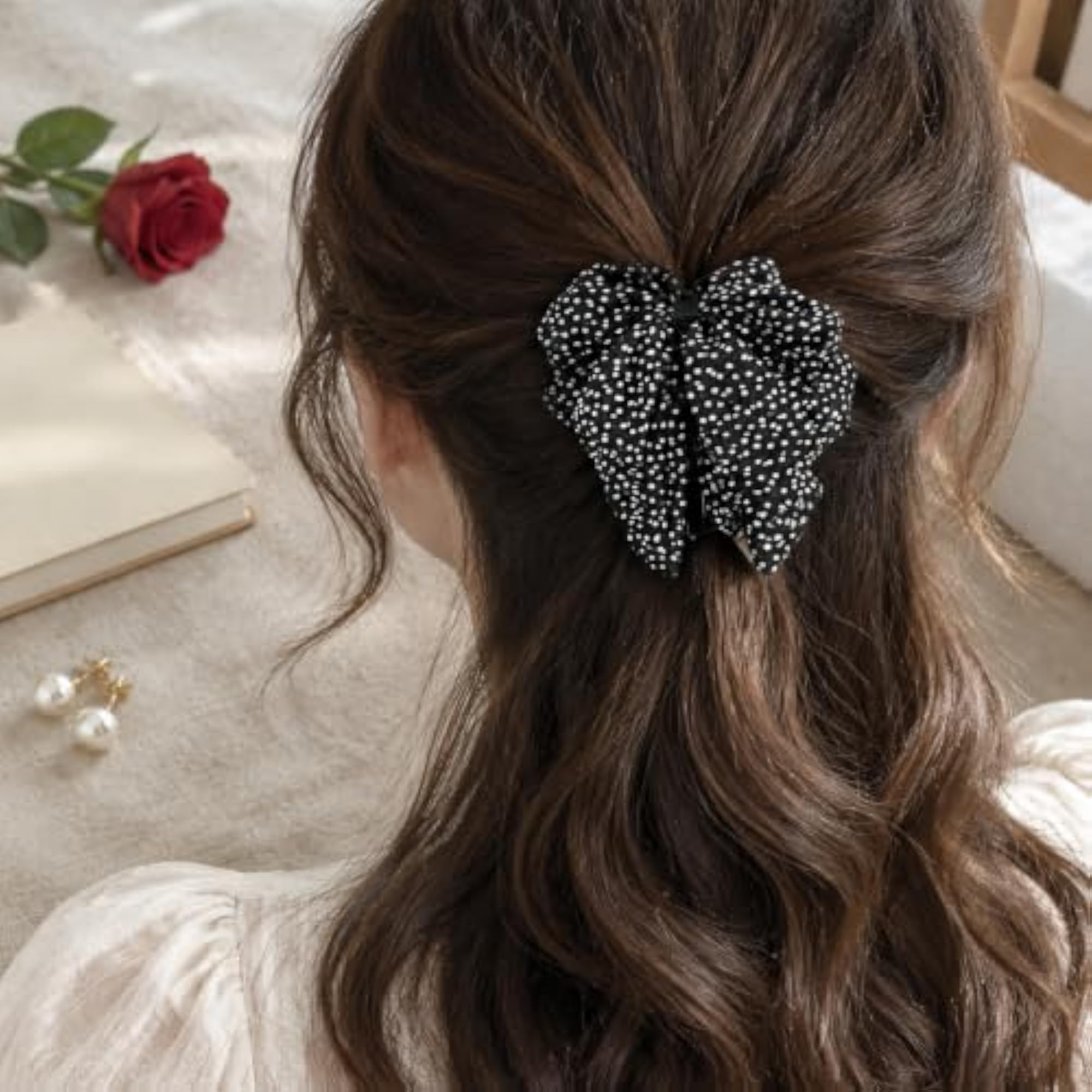 French Retro Polka Dot Bow Hair Clip for Women