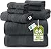 Utopia Towels 8 Piece Towel Set, 700 GSM, 2 Bath Towels, 2 Hand Towels and 4 Washcloths, Dark Grey
