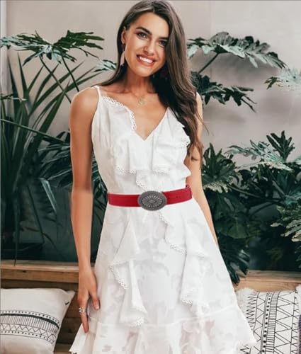 Western Belt for Women Star Buckle Cowgirl Waist Belt for Pant Dress Vintage Ladies Leather Belts4