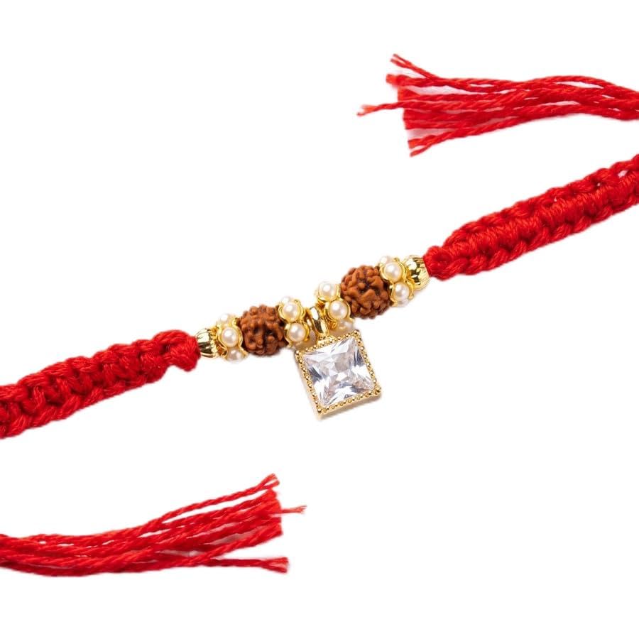 Crystal Grace Rudraksha Rakhi for Brother | Premium Designer Rakhi with Crystal Charm, Rudraksha & Pearl Accents |Designer Raksha Bandhan-image-35