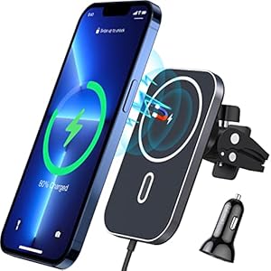 Magnetic Wireless Car Charger, 360°Adjustable Magnetic Air Vent Mount Compatible with MagSafe Car Charger, Compatible…
