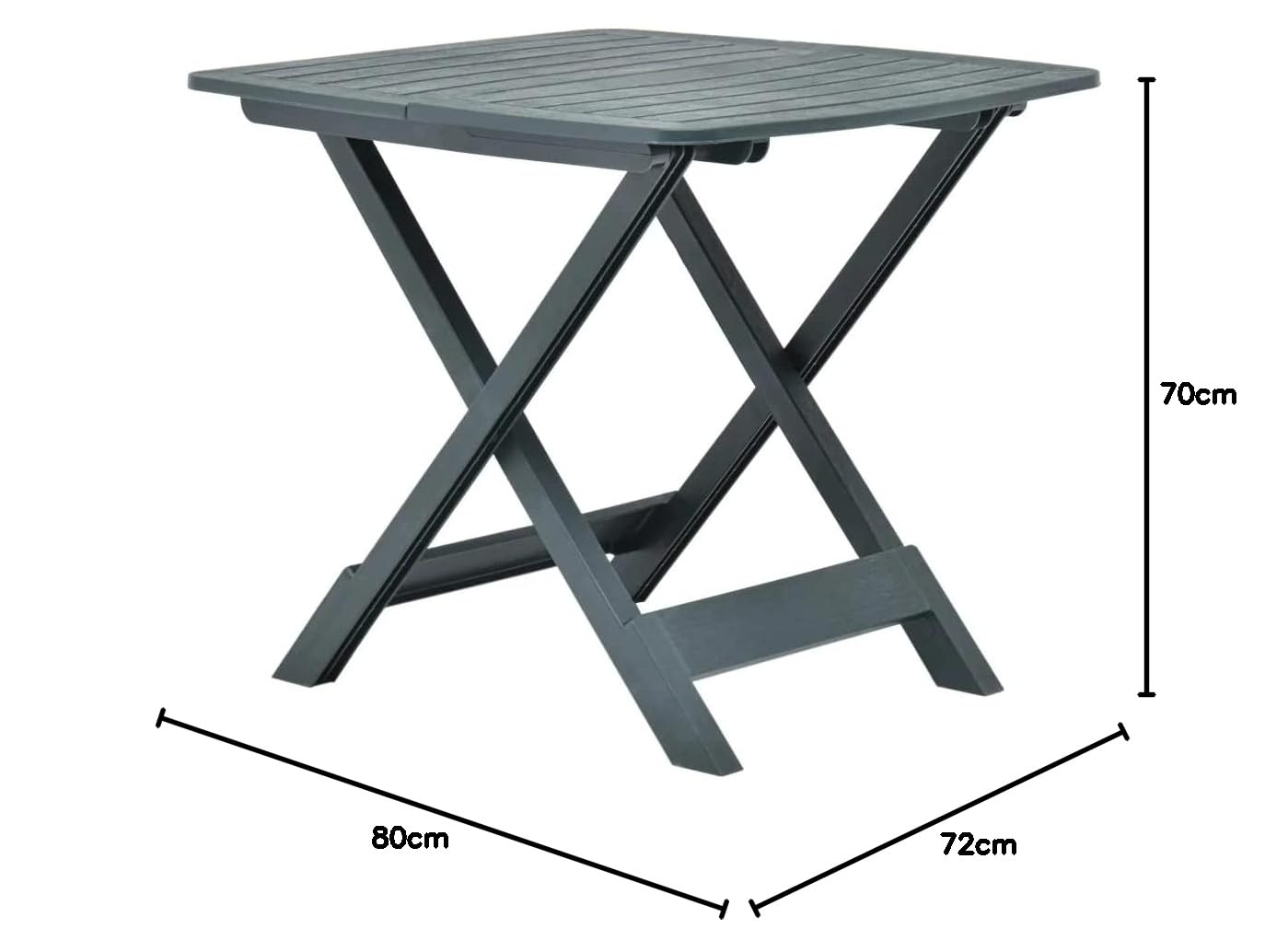 vidaXL Tavolo da Giardino Pieghevole Design a Doghe Robusto Durevole Leggero Elegante Tavola Arredi per Esterni Bianco 79x72x70 cm in Plastica