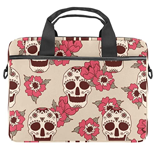 Sac ordinateur 14 pouces antichoc à bandoulière avec imprimé floral et crâne multicolore
