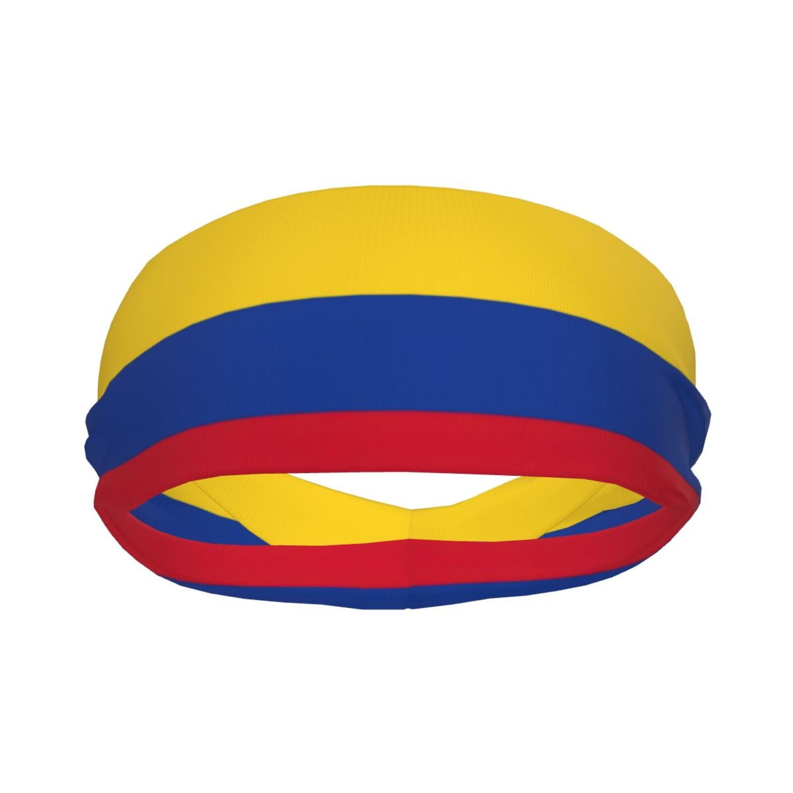 Bandeau Sport Colombie – Imprimé Drapeau, Uni, Homme/femme, Course, Foot, Yoga, Séchage Rapide, 95% Polyester 5% élasthanne