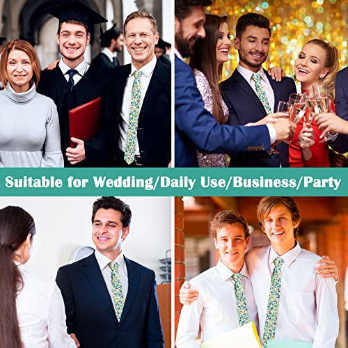Image of Mantieqingway Men Skinny Tie Cotton Floral Necktie for Wedding Groomsmen Tie