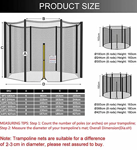 Filet de securite pour trampoline 3m pour remplacer une protection usee 8 poteaux
