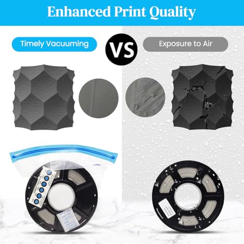 Image of Serplex 3D Printer Filament Vacuum Storage Bags & Electric Air Pump with 10 Filament Vacuum Storage Bags,2 Sliding Sealing Clips Moisture Protection for 1Kg,300x340mm
