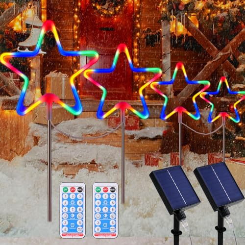 Christmas-Decorations-Outside-Christmas-Pathway-Lights-4Pcs-Big-LED-Neon-Star-Solar-Christmas-Garden-Stake-Lights-with-Remote-8-Modes-Waterproof-for-Xmas-Yard-Garden-Lawn-Pathway-Porch-Outdoor-Decor