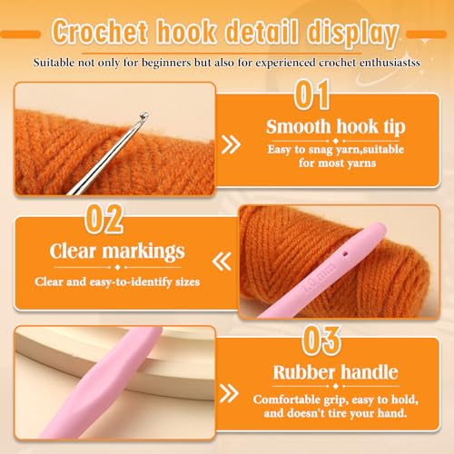 Image of SHWAKK Small Crochet Hook, 1.0 mm Lace Ergonomic Crochet Hook, Tiny Crochet Needles for Arthritic Hands, Knitting Needles with Soft Handle Beginners and Experienced Hobbyists