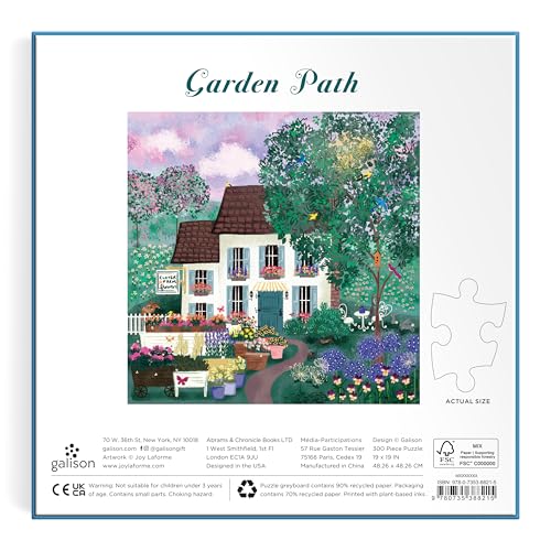Galison Garden Path – Rompecabezas de 300 piezas con arte brillante y audaz de cabaña y camino en jardín para adultos y familias miniatura 4