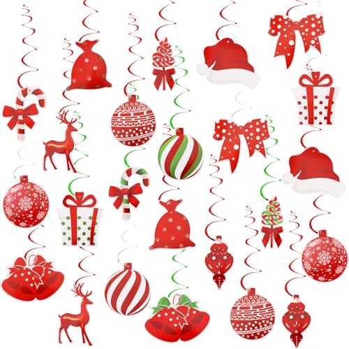 Norbiariz 24 Stück Spiral Weihnachtsdeko Hängend, Rot-grün Spiral...