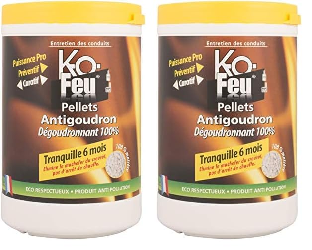 KO Feu Pellets anti goudron 100% matière surpuissants. Entretien choc ou régulier pour poele et chaudière à pellet uniquement (Lot de 2)