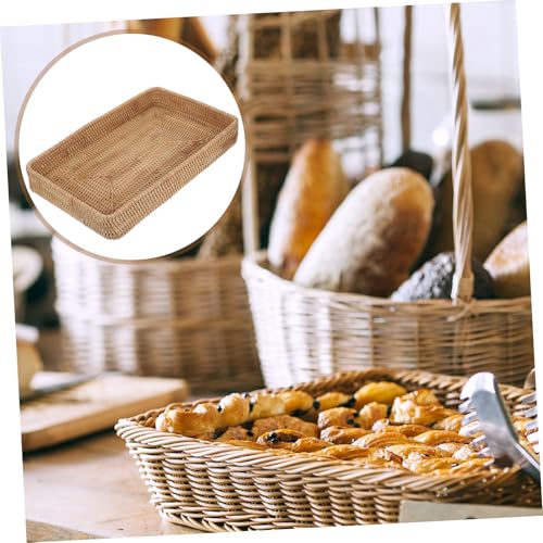 Bandeja rectangular de ratán resistente y decorativa con gran capacidad de carga 3