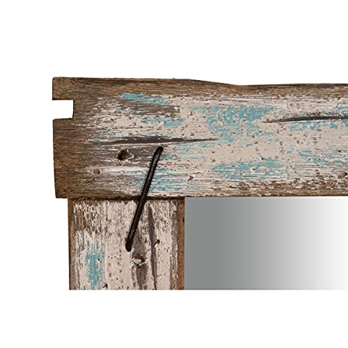 Biscottini specchio da parete cornice legno riciclato 59x3x48 cm | Specchiera bagno verticale e orizzontale per un arredamento rustico | Specchio ingresso da parete