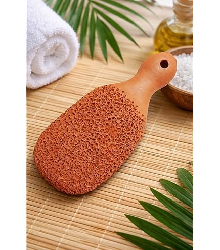 shopping shots Pack of 1 Terracotta Foot Scrubber - Natural Exfoliator for Dead Skin Removal, Handcrafted Clay Pedi Stone for Soft Feet, Eco-Friendly Foot Care Tool-image-45