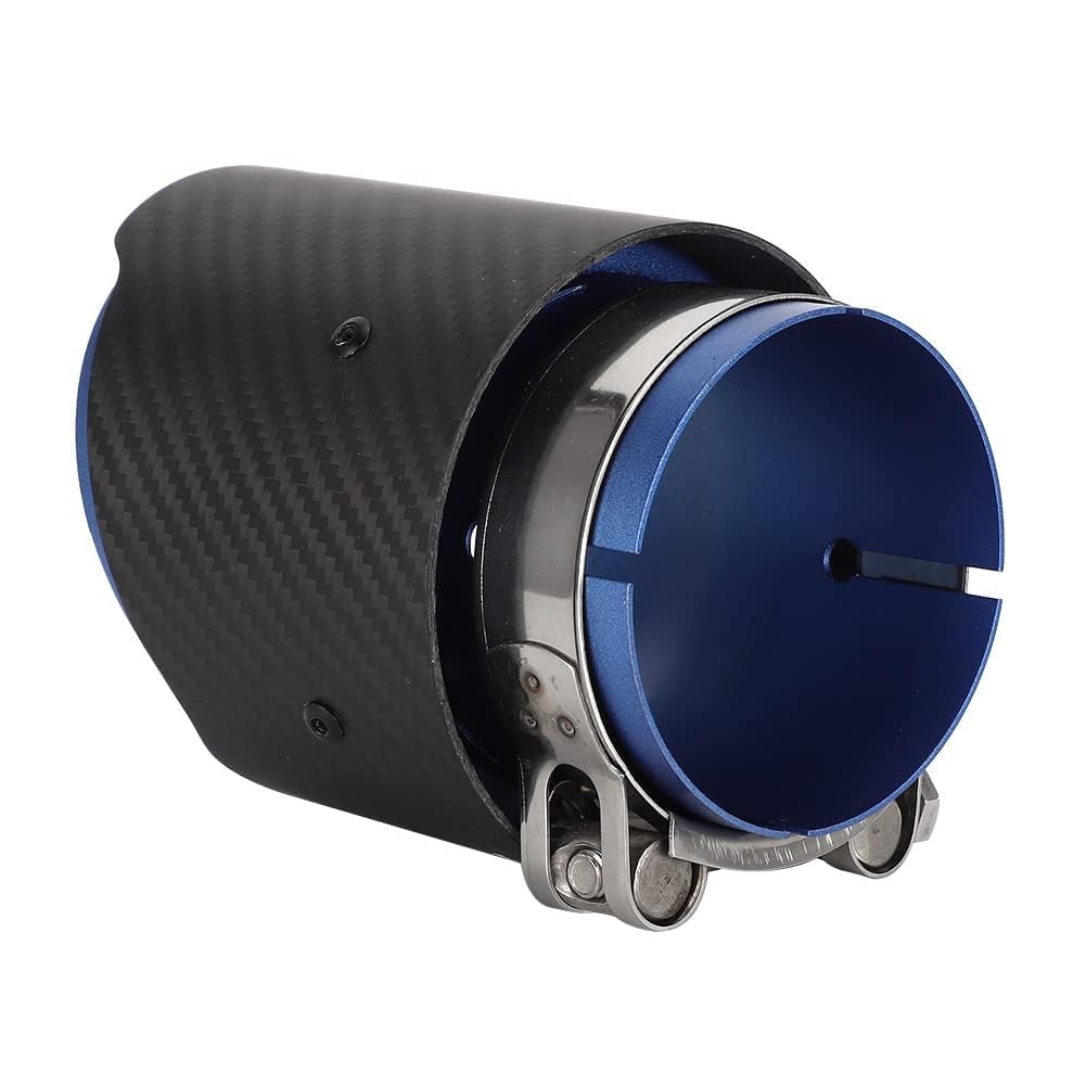 Garganta de Cola, Fibra de Carbono Entrada de 80 Mm Salida de 101 Mm Garganta de Cola Reemplazo de Punta de Tubo de Escape Mate de Lado Recto para CX5 CX4 (BLUE)