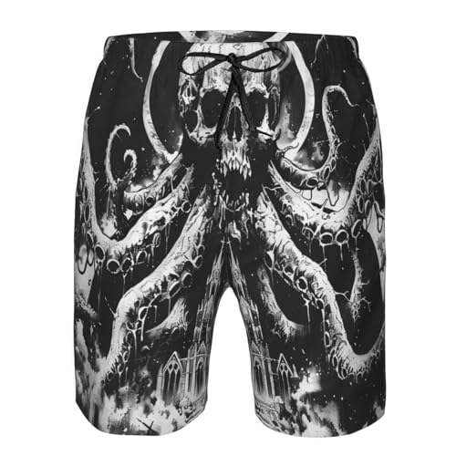 Men's Quick Dry Swim Shorts Skull Octopus Horror Gothic Deathdark Fantasy Vintage Beach Trunks with Pockets3