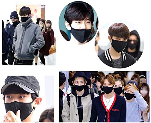 Made In Korea Unisex Kpop Mask 3D Black Neoprene Cotton Face Mask With Soltreebundle Oil Blotting Paper 50Pcs #TOP3