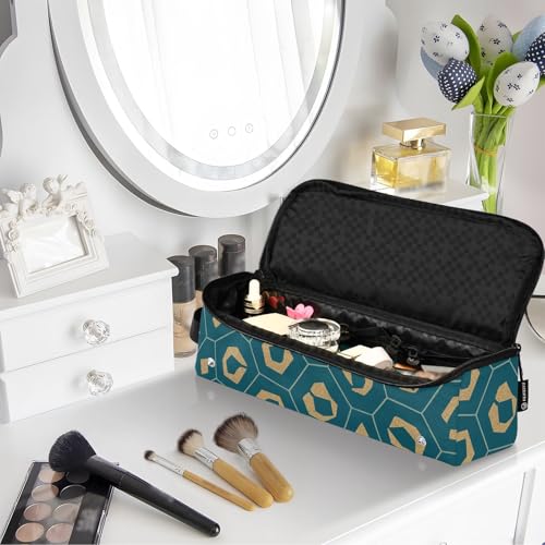 Bolsa de viaje para herramientas de cabello y alfombrilla resistente al calor organizador para planchas, rizadores y más con diseño geométrico abstracto y estampado leopardo miniatura 7
