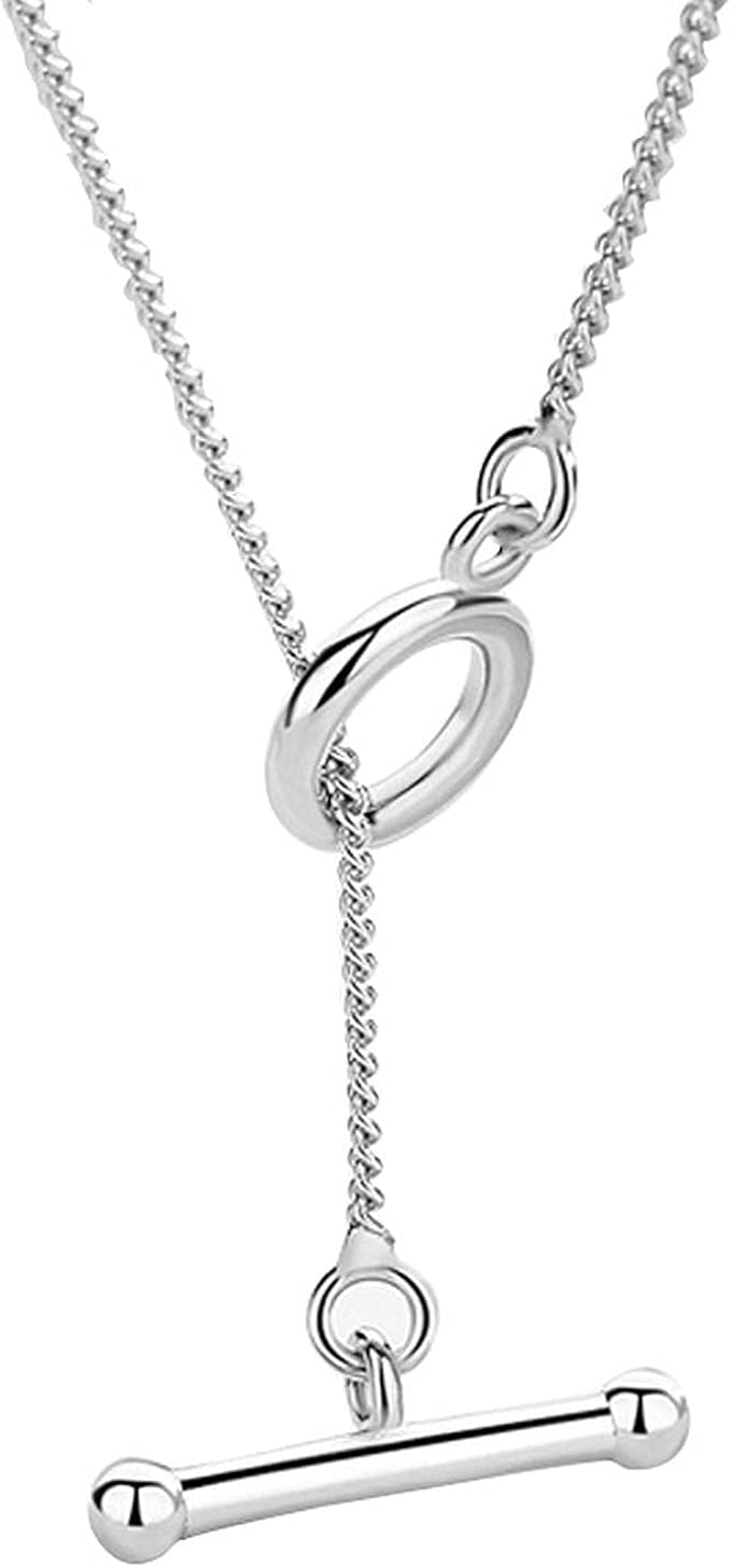 Girls Neck Chains Minimalist Adjustable OT Buckle Silver Chain Jewelry