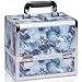 Joligrace Makeup Train Case Cosmetic Organizer Box Lockable with 3 Trays and a Brush Holder Pattern Collection (Marble)