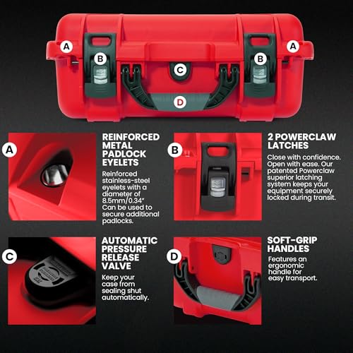 Image of NANUK 920 Waterproof First Aid Box Empty - Durable, Medical First Aid Organizer Case, IP67-Rated, Dustproof, Impact-Resistant, and Floats (15 inch x 10.5 inch x 6.2 inch) - Red