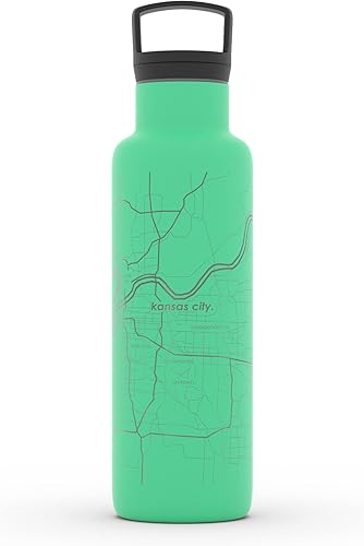 Miniatura 177 de Well Told Botella de agua aislada con mapa de Washington DC grabado, botella de acero inoxidable grabada (21 onzas, blanco) botella aislada de mapa