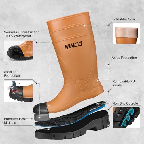 NINGO Steel Toe Rain Boots for Men