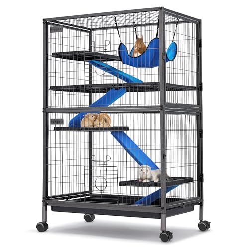 Fragess Kleintierkäfig, 127 cm hoch, Metall, rollbar, 5-stöckig, Meerschweinchenkäfig...