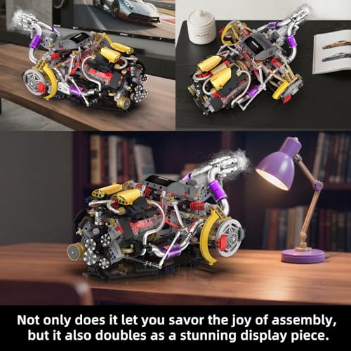 Suplanet V8 Engine Model Kit that Runs - Build Your Own Engine Building Block Set with Spray, Light & Sound Effects, STEM Engineering Toy for Adults & Kids 8-14, 1394-Piece Mechanical Building Kit by Suplanet - Image 6