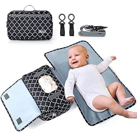 Orzbow Multifunctional Baby Changing Mat,Waterproof Pram Bag with Portable Nappy Changing Mat,Wipe Pocket,Cup Holder,Multiple Compartments,Shoulder Strap and 2 Hooks (Classic Black) Cover