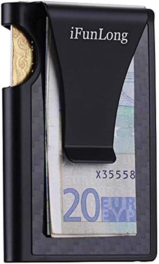 Carbon Fibre Wallet Minimalist Slim Front Pocket RFID Blocking Aluminum Credit Card Case Holder Money Clip For Men Women