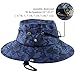 Camouflage Outdoor Fishing Boonie Hat with Wide Brim UV Protection Summer Safari Sling Bucket Cap UPF 50+ (Blue)