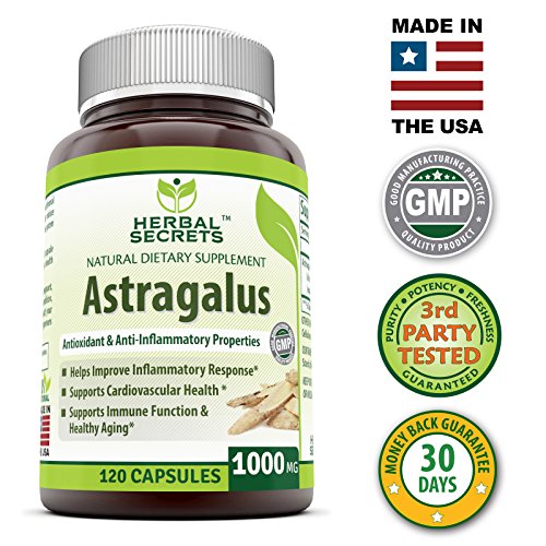 Herbal Secrets Astragalus 1000 Mg 120 Capsules (Non-Gmo)- Helps Improves Inflammatory Response * Supports Cardiovascular Heath* #TOP3
