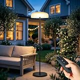 AGOTD Solar Stehlampe für Außen, 80 LEDs, 4000mAh Akku, 10 Helligkeitsstufen, 2 Farbtemperaturen, Fernbedienung, IP65, Solar+USB-C