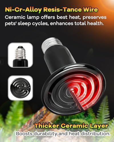 GAJUX Ceramic Heat Emitter 2 Pack, 100W Reptile Heat Lamp Bulbs, Terrarium Heat Lamp for Amphibian, Pet Brooder Coop, Lizards, Bearded Dragon, Chicken, Turtle, No Light No Harm — view 2