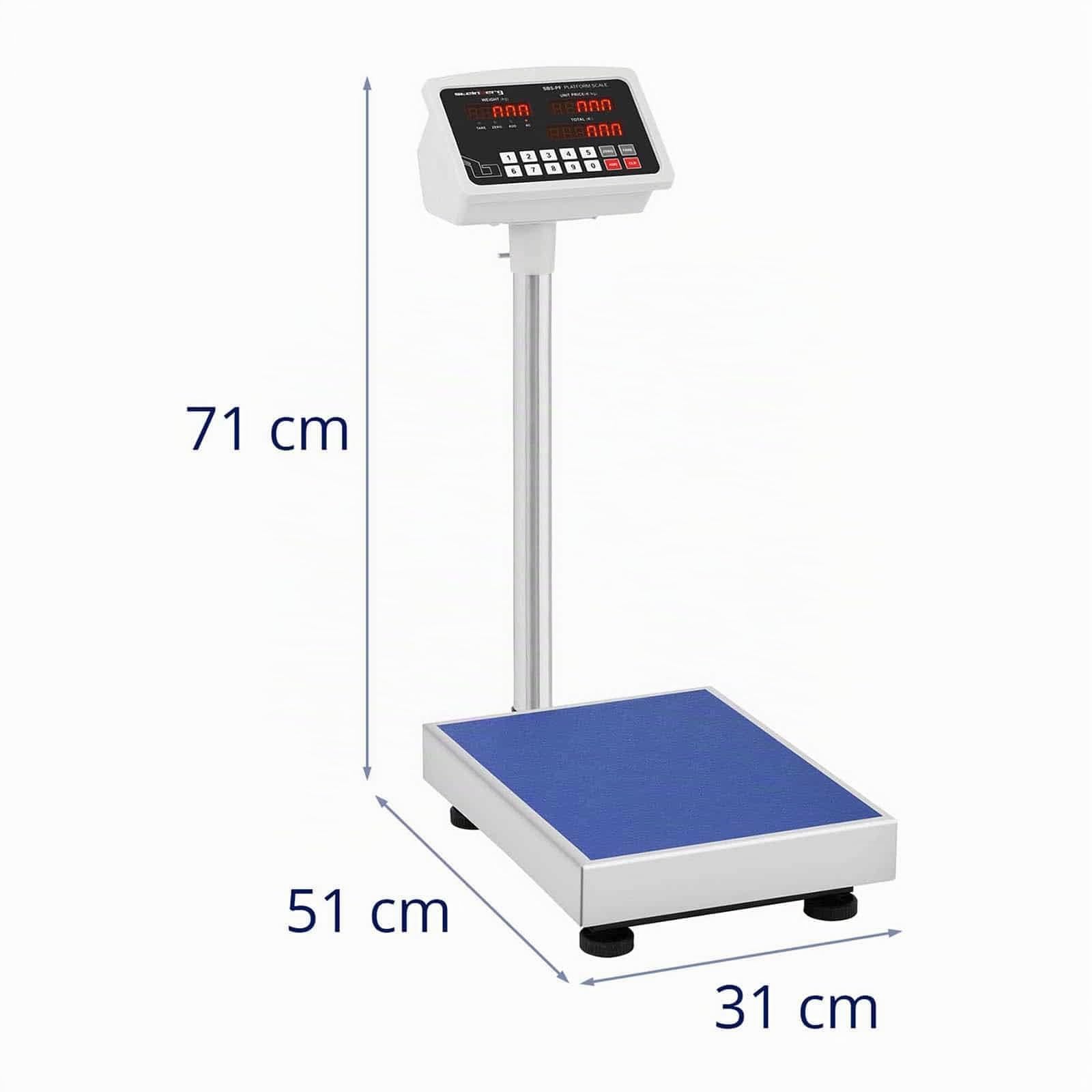 Steinberg Systems Plattformwaage Industriewaage (100 kg / 10 g, 30,5 x 40,5 cm, LED Display, Akku/Netzbetrieb, Höhenverstellbare Standfüße)