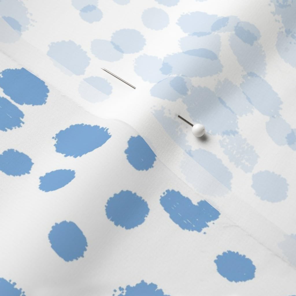 Spoonflower Fabric - Dots Dragon Blue Spots Animal Paint Sky White Print Abstract Splatter Printed on Chiffon Fabric by The Yard - Sewing Fashion Apparel Dresses Home Decor