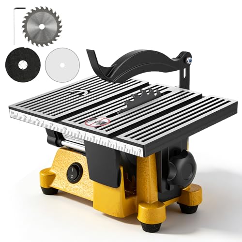 Mini Table Saw 4500RPM Portable Bench Top Saw for DIY Crafts & Woodworking Electric Desktop Cutting Machine with 100mm Blade for Wood Metal Glass & Tile