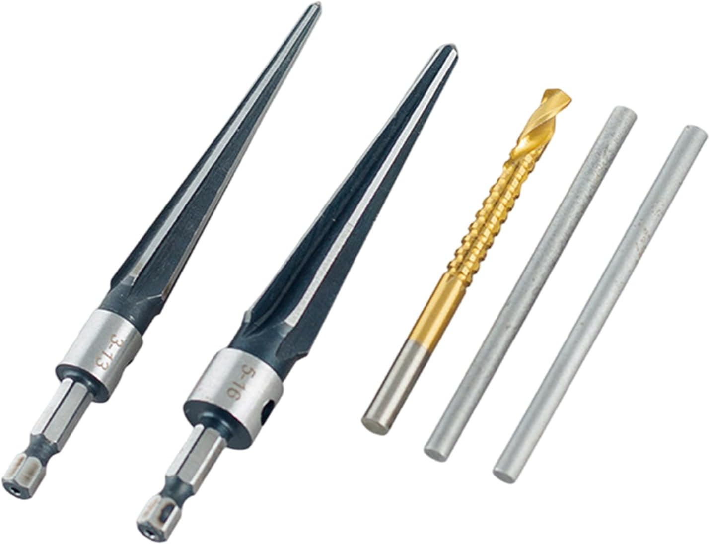 Chamfer Reamer Set Tapered Reamer with T Handle,Carbon Steel 3 13mm and 5 16mm for Guitar Making Multiple Size