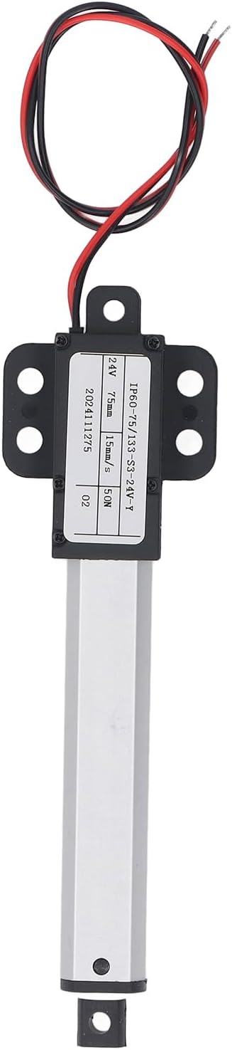 Mini Linear Actuator with Wings, 24V DC, 75mm Stroke, 15mm / s Speed, 50N Thrust - Automatic Telescopic Motion, IPX4 Protection, Ideal for Robotics and Automation
