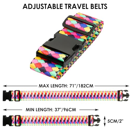 Image of Gutsdoor Colorful 2 Pack Luggage Straps for Suitcases Travel Belt Connector Holds Suitcase Add a Bag Premium Accessories Unique Adjustable Strap